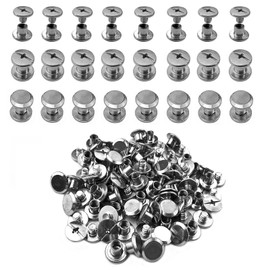 IDEALSV 304 Stainless Steel Chicago Screws M5x5mm 200 Pcs (100 Sets) Leather Rivets Screw Rivets Phillip Head Leather Bag, Book and Photo Album Binding Chicago Rivets Kits