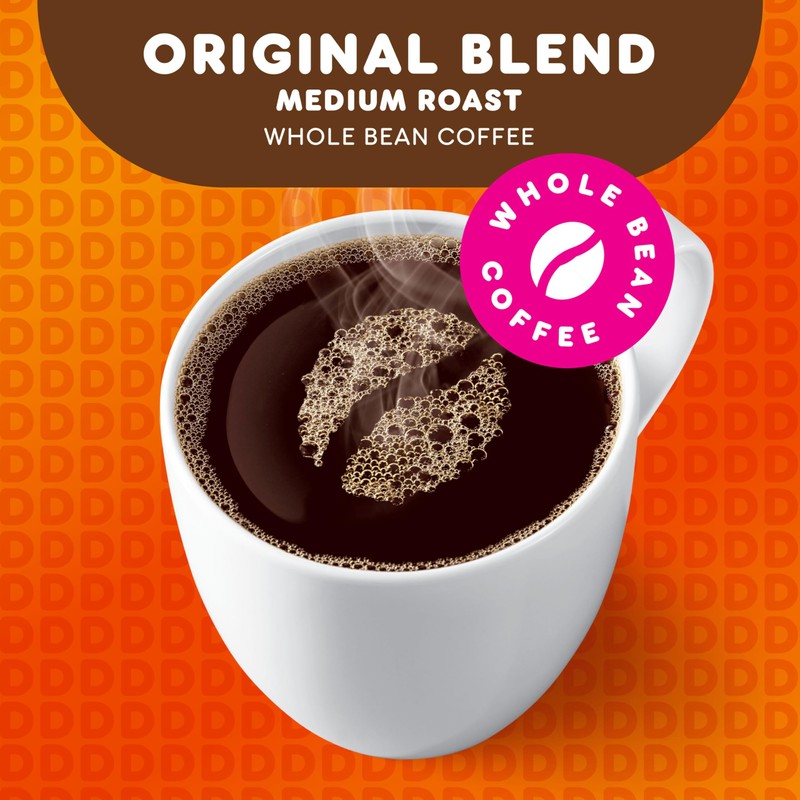 Dunkin' Original Blend Medium Roast Whole Bean Coffee, 18 Ounce
