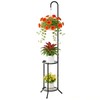 2-Tier Plant Stand With Hanging Hook, Metal Standing Plant Hanger,