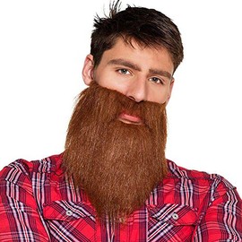 Boland Hipster Beard With Elastic, Mens Facial Hair, Fake Beard, Fancy Dress Accessory, Mens Beard, Brown (Brown)
