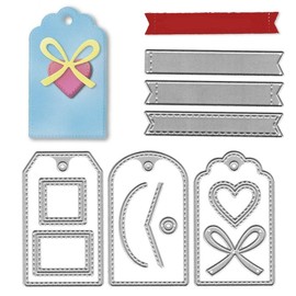 Hying Metal Bookmarks Tag Label Cutting Dies for Card Making, Lace Heart Die Cuts Words Banners Dies Stencil Embossing Tool Scrapbooking DIY Etched Craft Dies