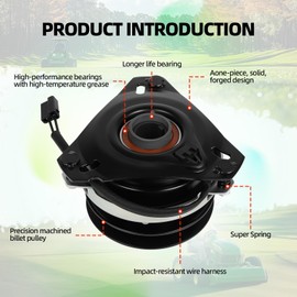 Electric PTO Clutch for John Deere 240 245 260 265 285 320 325 335 345 GT242 GT262 GT275 Scotts S2554 Compatible with AM103035 AM108601 AM115093 AM119536