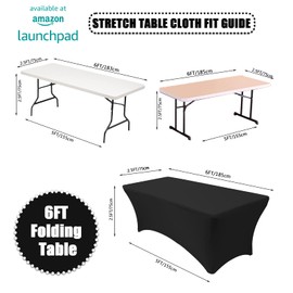 Dololoo Elastane Tablecloth 183 cm x 75 cm, 6ft Polyester Rectangular Tablecloth Stretchy Tablecloth Wedding Party Kitchen Decoration - Black
