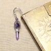 JOVIVI Anqitue Silver Metal Bookmark Beading Bookmarks with Amethsyt Crystal