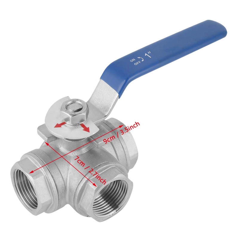1-Piece Ball Valve DN25 Stainless Steel Three-Way Valve L Type