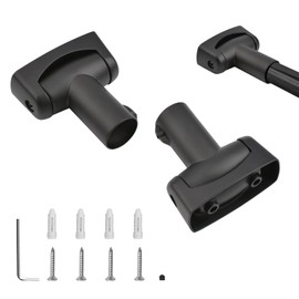 UFURMATE Shower Curtain Rod Bracket, 2Pcs Zinc Alloy Shower Curtain Rod Single Swivel Flange Easy Installation Heavy Duty Curtain Rod Wall-Mount Bracket with Screws (Black)