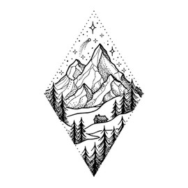 Mountain Stargazer Cabin Tattoo Temporalis® Temporalis® Vegan & Waterproof EU Certified 1-2 Weeks