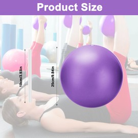 25cm Mini Small Yoga Pilates Balls for Exercise Adults Gym Soft Core Balance Fitness Training Stability Balls(9.8 Inch), with Inflation Tool
