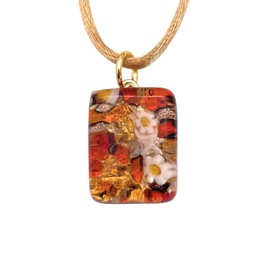 Handmade Murano Glass Pendant, Murano Glass Jewellery from Venice Italy, Millefiori Flowers on Gold Leaf, Dainty 2cm x 1.5cm (Pixie MGPP14)