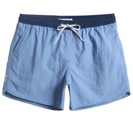 MaaMgic Nylon Swimming Trunks for Men, Quick-Drying Swimming Shorts, Short Beach Shorts for Beach and Water Sports, Sky Blue 2024, S, Sky Blue 2024