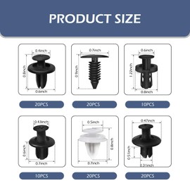 Downhill 100 PCS Automotive Bumper Retainer Clips, Push - in Fastener Rivet Kit, Automotive Plastic Fastener Combination Accessories, Suitable for Most Cars, SUVs and Trucks (White)