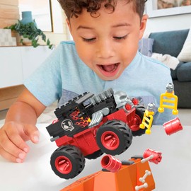 MEGA Hot Wheels Monster Trucks Building Toy, Smash & Crash Bone Shaker Crush Course with 151 Pieces, 1 Figure and 1 Ramp, Red, Kids Age 5+ Years, HKF87