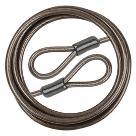Security Cable with Loops, 10MM Heavy Duty Lock Cable, 4FT 7FT 10FT 15FT 25FT 30FT Vinyl Coated Rust-Proof Flexible Steel Bicycle Security Cable for Motorcycle, Furniture, Gates (Black, 7FT)
