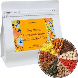 Traditional Chinese Herbal Tea with Wolfberry, Chrysanthemum & Cassia Seed – 150g / 5.29oz Caffeine-Free Detox Tea, Floral & Smooth Taste, 枸杞菊花决明子茶