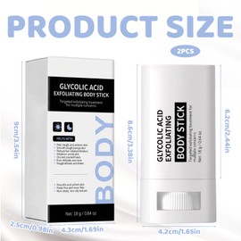 2 Pcs Glycolic Acid Stick, Glycolic Acid Exfoliating Body Stick, Exfoliating Skin Care for Women and Men, Smooths Rough & Bumpy Skin for Arms and Legs, Suitable for All Skin Types