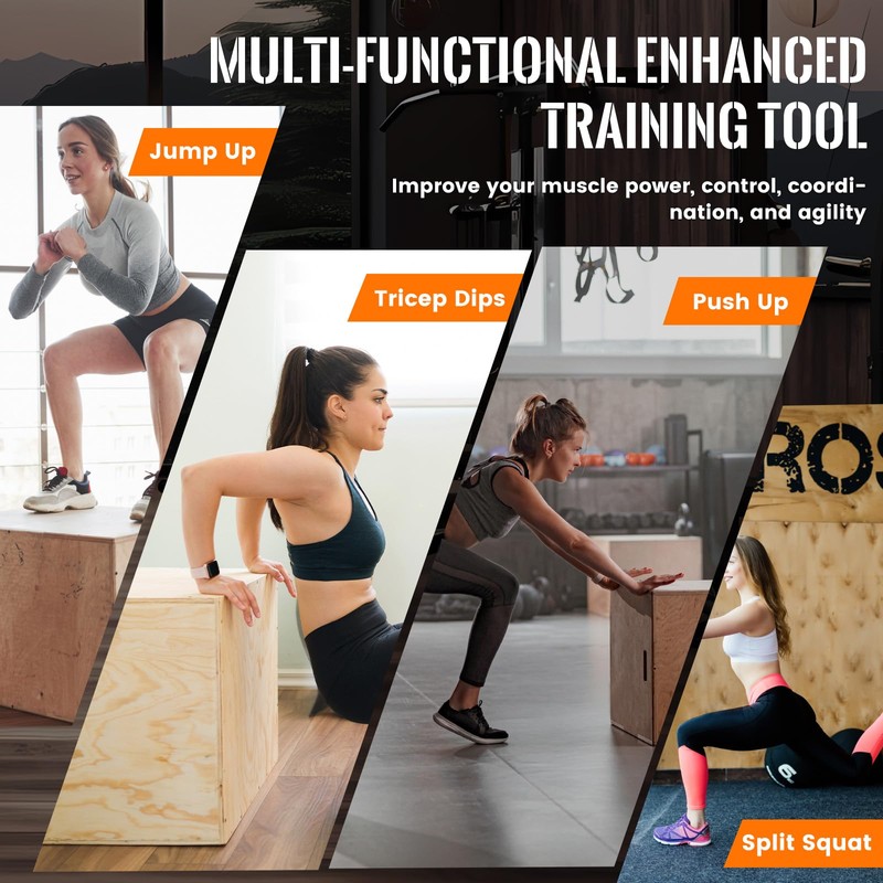 CAELUM 3-in-1 Wooden Plyo Box – Non-Slip Jump Box for