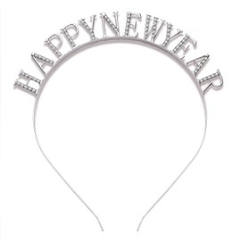 NVENF Holiday Headbands Happy New Year Hairbands for Women Rhinestone New Year’s Eve Hair Hoop Holiday Party Headwear Gifts