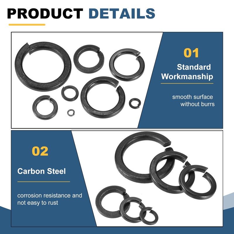 sourcing map 40 Pcs M22 Split Lock Washers, Carbon Steel