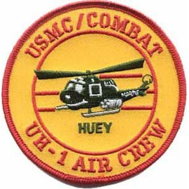4.5" MARINE CORPS UH-1 AIR CREW HUEY COMBAT HELICOPTER ROUND EMBROIDERED PATCH