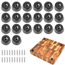nalaina Furniture Feet Pads Rubber Feet (Set of 20) Cushion Rubber Anti-Vibration Anti-Slip Floor Protector Screws with Metal Washers 20x16x10mm Black