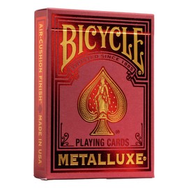 Bicycle - Juego de Cartas Rojas Metalluxe, Acabado Laminado metálico y prémium, tamaño póker