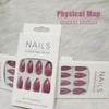 UV Press on Nails Medium Almond Shape, Glossy Dark Red