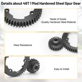 daitoku 46T 1 Mod Hardened Steel Spur Gear with 18T 20T 22T Motor Pinion Gear Compatible with Traxxas 1/10 Maxx 1/5 X-Maxx 1/10 E-REVO 2.0 VXL 1/7 XO-1