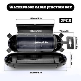 ZHIYUQL® Pack of 2 Cable Box Waterproof IP44 Power Connector Protective Box Outdoor Plug Box CEE Safety Box Tightproof Protective Cap for Cable and Plug, Black