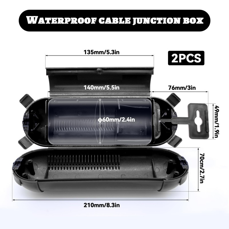 ZHIYUQL® Pack of 2 Cable Box Waterproof IP44 Power Connector