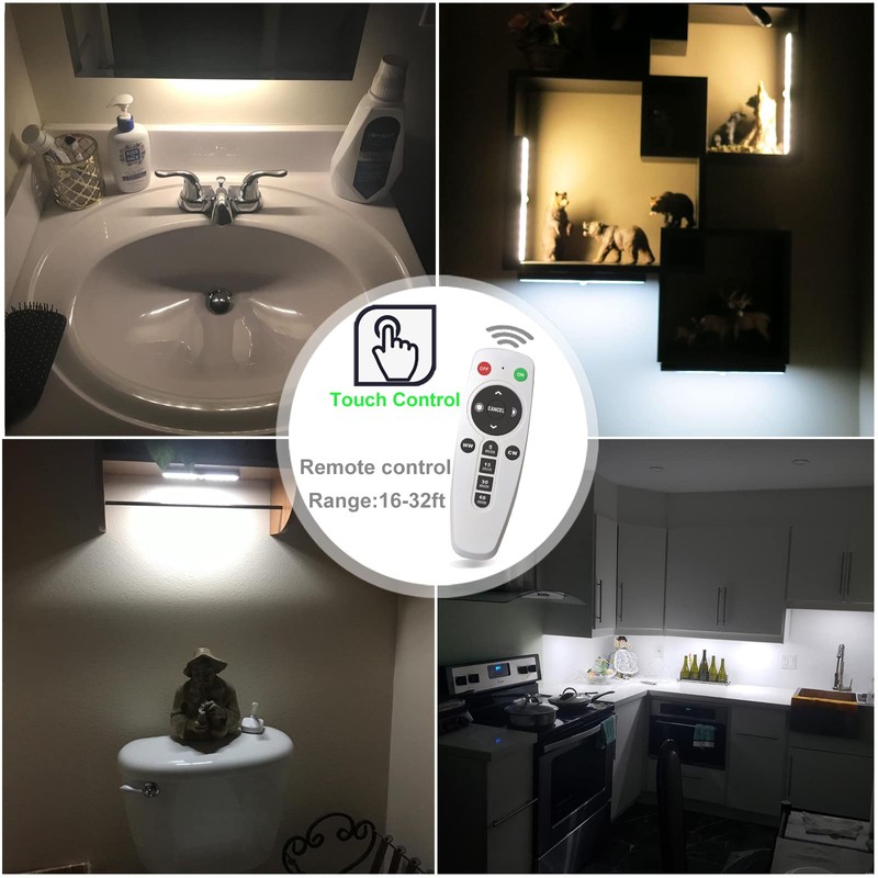 LDOPTO Under Cabinet Lights with Remote, Wireless LED Battery Operated