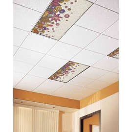 TOUBE 1 Pack Fluorescent Light Covers Vintage Colorful Bohemian Flower Magnetic Light Cover Fluorescent Light Shade Panel Ceiling Magnetic Light Filters for Home Drop Ceiling, 4 x 2 Feet