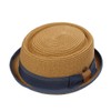 DASMARCA Mens Summer Paper Straw Telescope Crown Retro Porkpie Hat