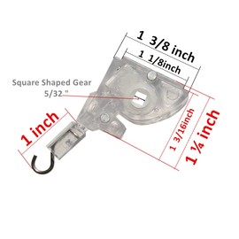 Cutelec 2pcs 1-1/2" Blinds Wand Tilter Mechanism with Square Gear 5/32" Hook Connection for Blinds headrail with Measure 1 3/8" x 1 9/16"