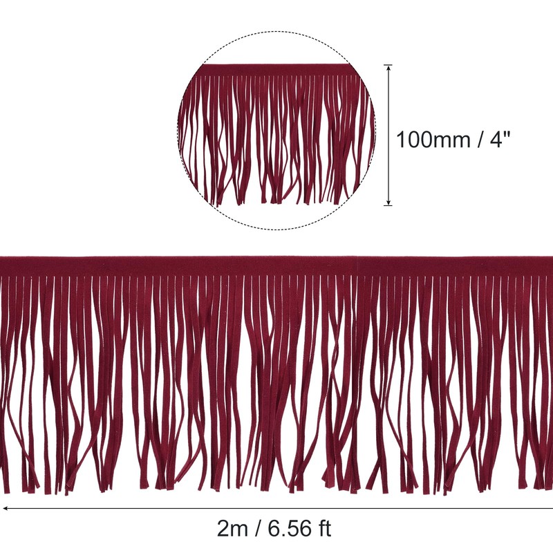 QUARKZMAN 2 Metres 4 Inch PU Leather Fringe Trim Double