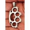Brass knuckles Pendant Pewter with Cotton ribbon