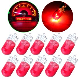 cciyu 10 pcs T10 W5W Red Halogen Light Bulb 168 194 Instrument Cluster Gauge Dash Lamp 12V