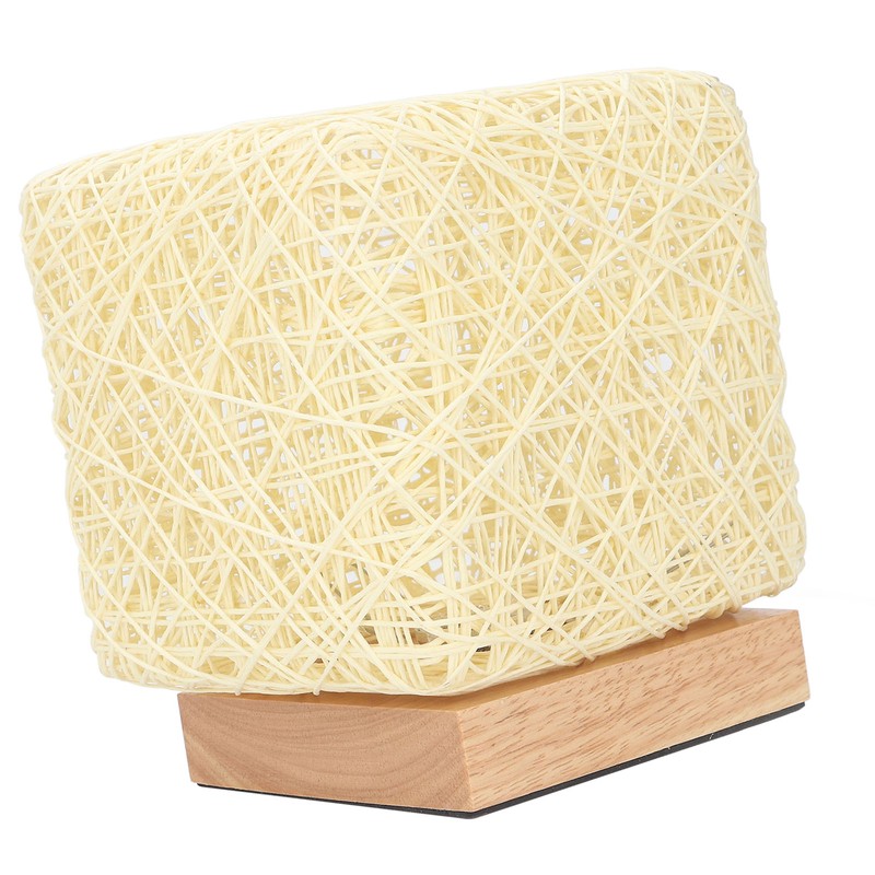 Rattan Table Lamp with LED Bulb USB Powered Decorative Hand