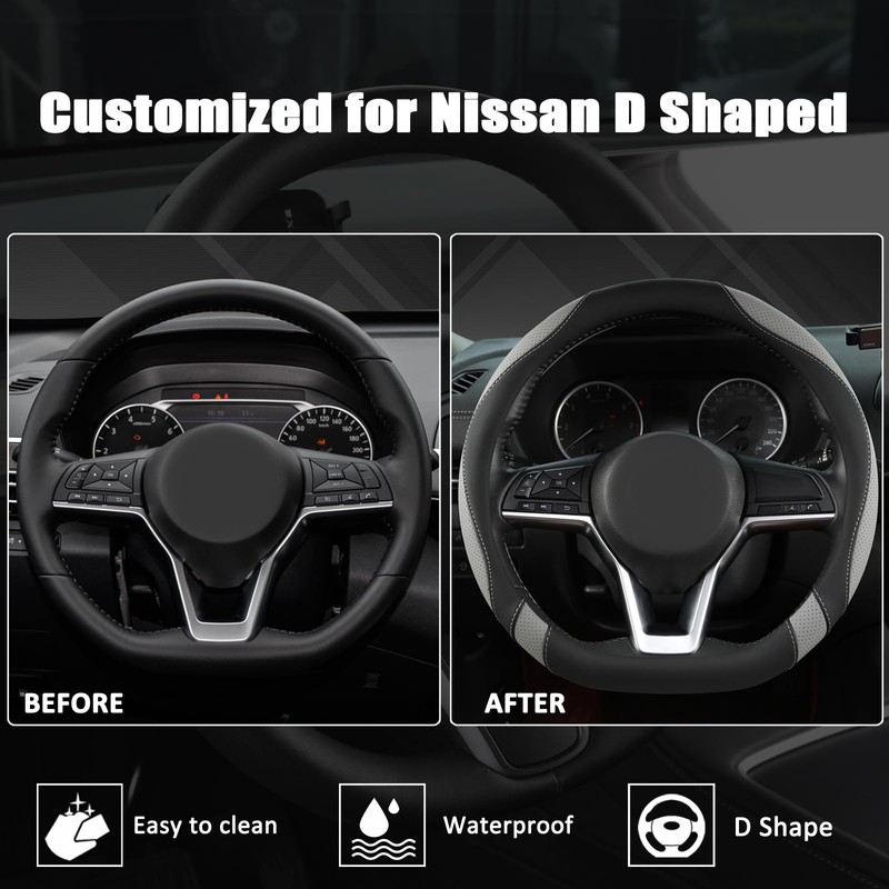 West Llama Flat Bottom Car Steering Wheel Cover for Nissan,D