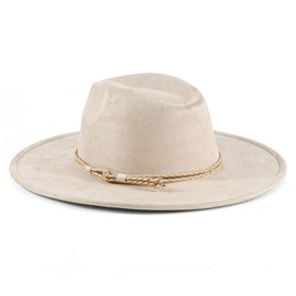 H.Busque Brim Fedora Hat Retro Western Mens Women Felt Hats Khaik