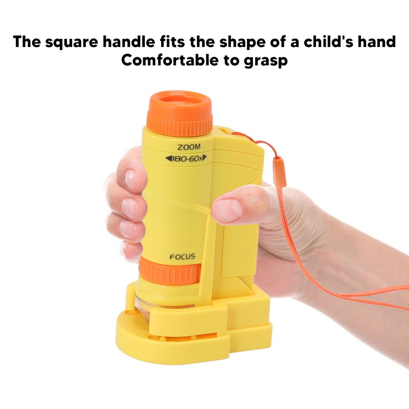Handheld Microscope Yellow Comfortable Square Handle LED Light Pocket Microscope