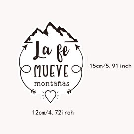 1step2dream Motivational Spanish Car Decal - La Fe Mueve Montañas Inspirational Bible Verse Sticker for Vehicles (Faith Can Move Mountains) - Uplifting Christian Window Bumper Art