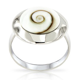 PLANETYS - 925 Sterling Silver Ring Eye of Saint Lucie - Santa Lucia - Oeil de Sainte Lucie - Shiva Eye - Size Adjustable, Sterling Silver