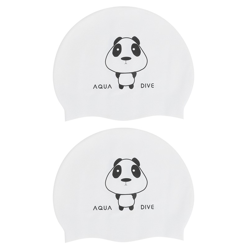 2Pcs Silicone Swimming Cap Hat Cartoon Cute Universal Type for