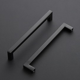 Ravinte Pack of 10 Cabinet Handles, 192 mm, Furniture Handles, Black Handles for Kitchen Cabinets, Cabinet Handles, Square Handles, Furniture Rustproof Stainless Steel Door Handles for Kitchen Handles