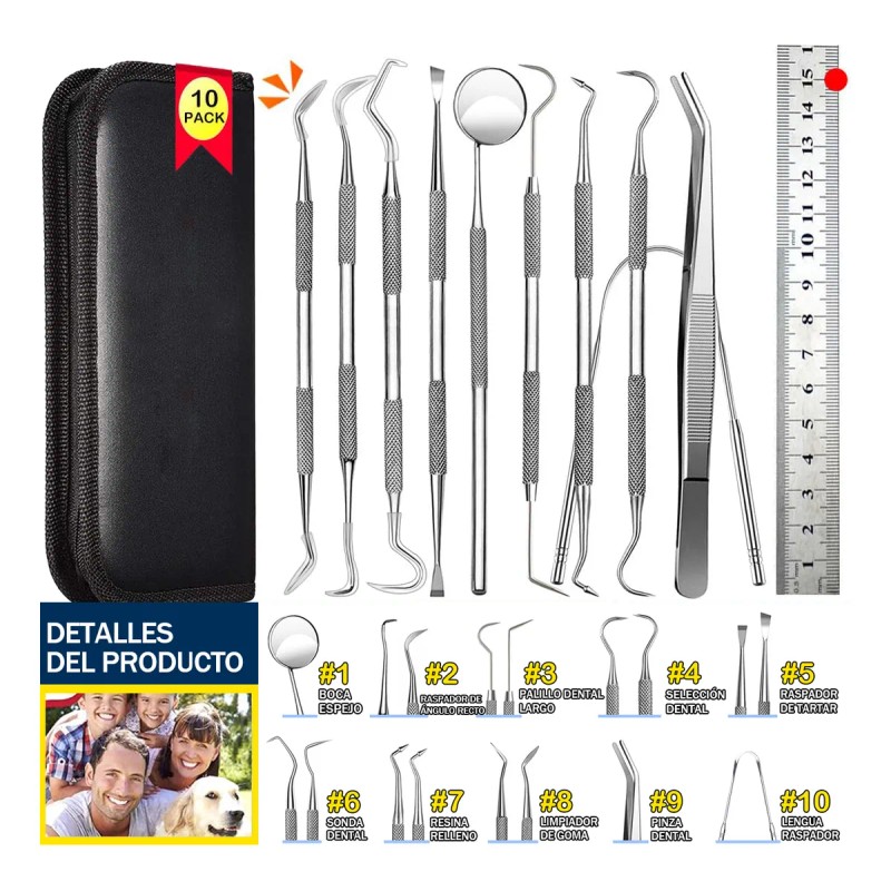 Herramientas De Limpieza Dental Quita Sarro Higiene Bucal 11