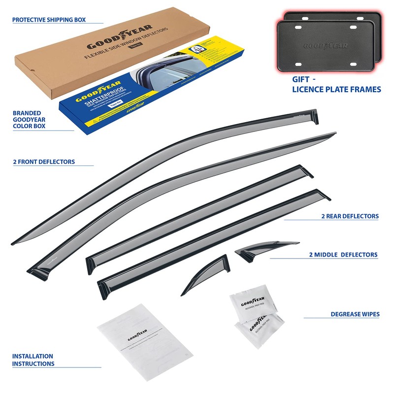 Goodyear Shatterproof Window Deflectors for Toyota RAV4 2019-2025, Tape-on Rain