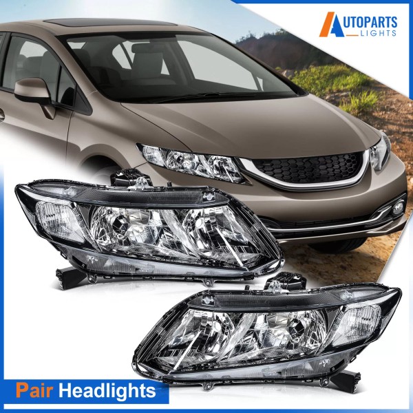 autoparts_lights-Headlights For 2012-2015 Honda Civic Sedan & Coupe Black Headlight