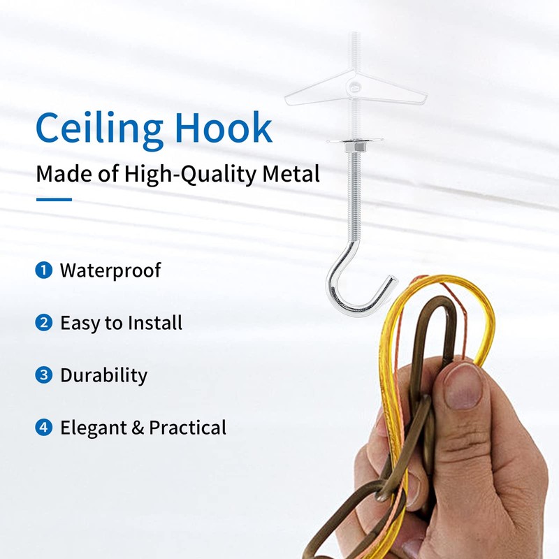 HARSKIYER 4pcs 4'' / 100mm Swag Hooks for Ceiling Hanging,
