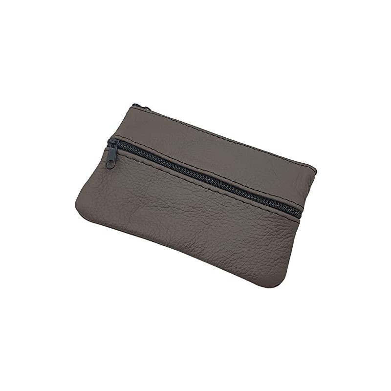 myledershop Large Cowhide Leather Key Case with 3 Zip Compartments