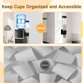 Wall-Mounted Disposable Cup Dispenser, Pull-Type Plastic Cup Holder with Adhesive, Screws & Adsorbent Plate for Water Cooler, Fits 7 oz–12 oz Cups for Home & Office Use